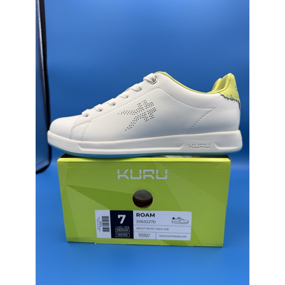 KURU Roam Classic Court Womens Size 7 White Blue Athletic Leather Shoes Sneakers